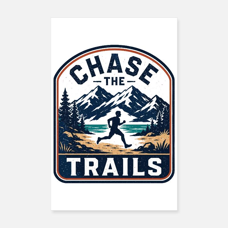 Chase the Trails Mountain Runner Abzeichen Poster 20x30 cm