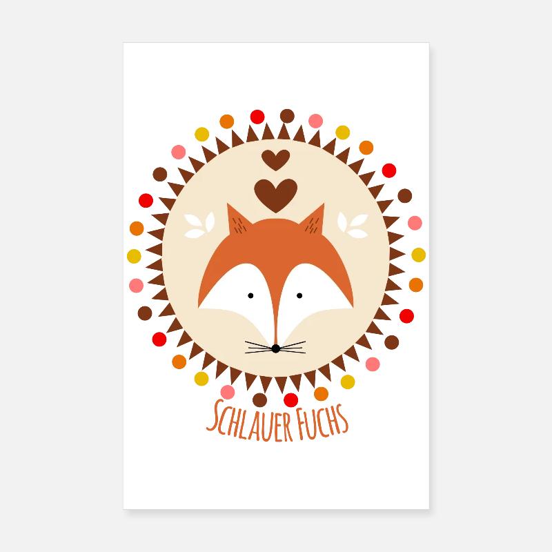 Schlauer Fuchs - Poster 20x30 cm - Weiß