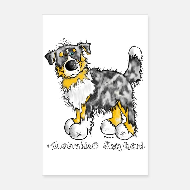 Berger australien - Aussie - Chapeaux de chien Poster 20 x 30 cm