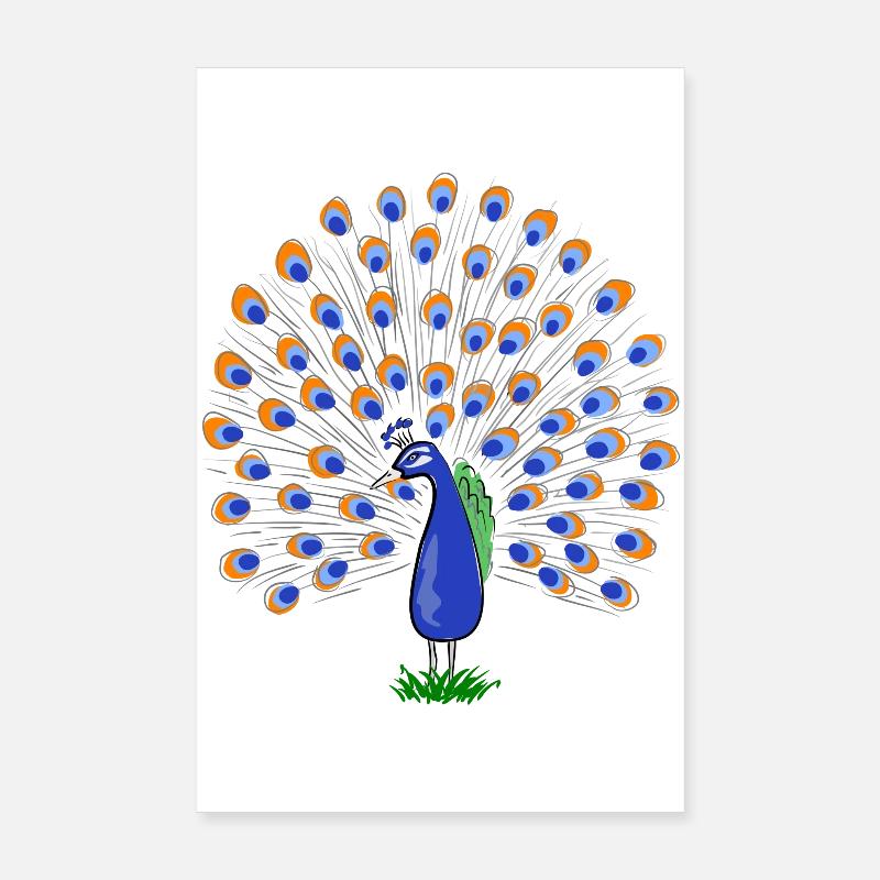 Illustration de plume de paon colorée Poster 20 x 30 cm