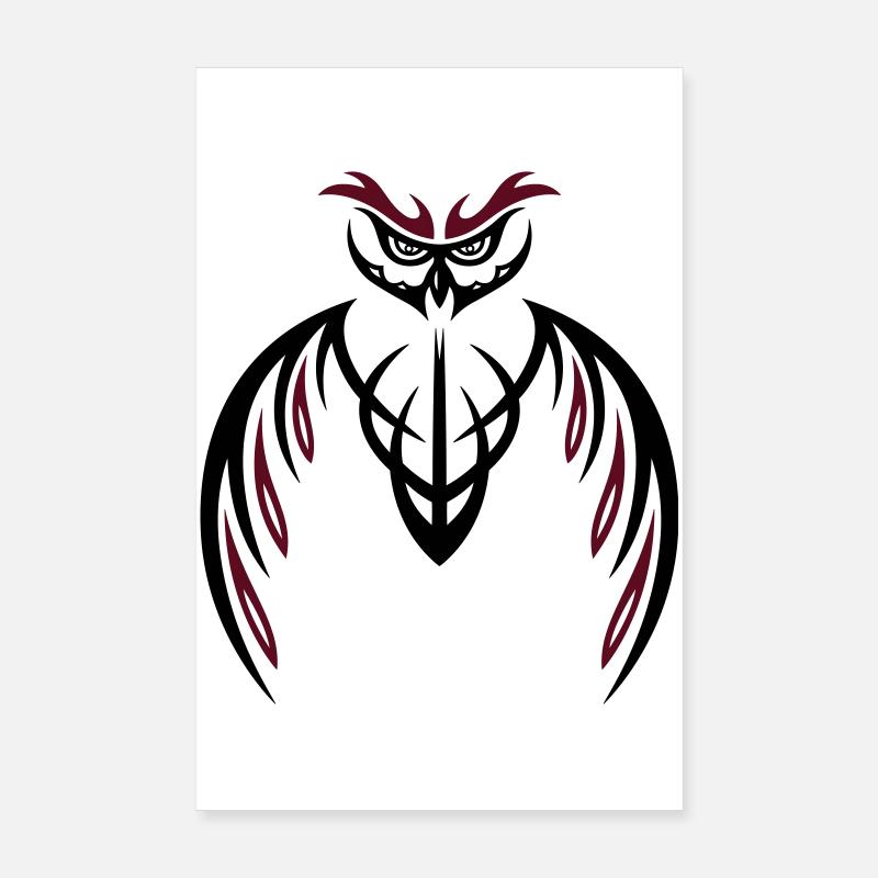 Large Owl Tribal & Tattoo Style. Poster 8" x 12" (20x30 cm)