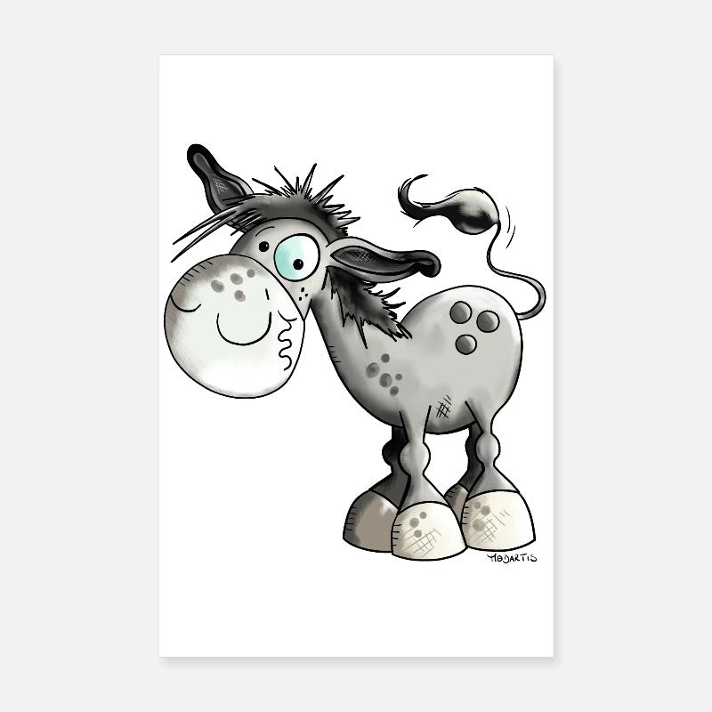 Funny Donkey - Poster 20 x 30 cm - blanc