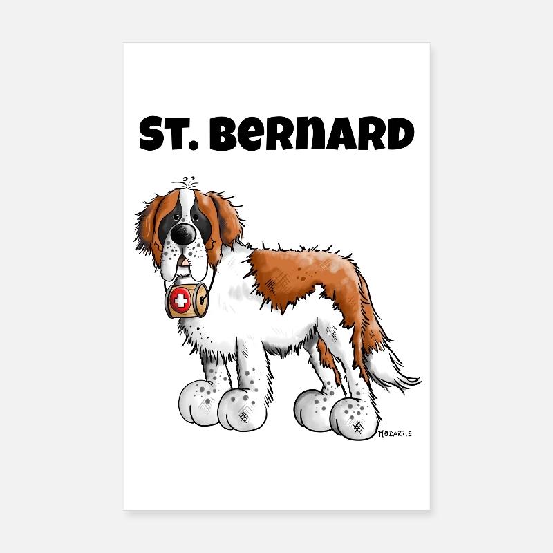 Der Bernhardiner ist da - Poster 20x30 cm - Weiß