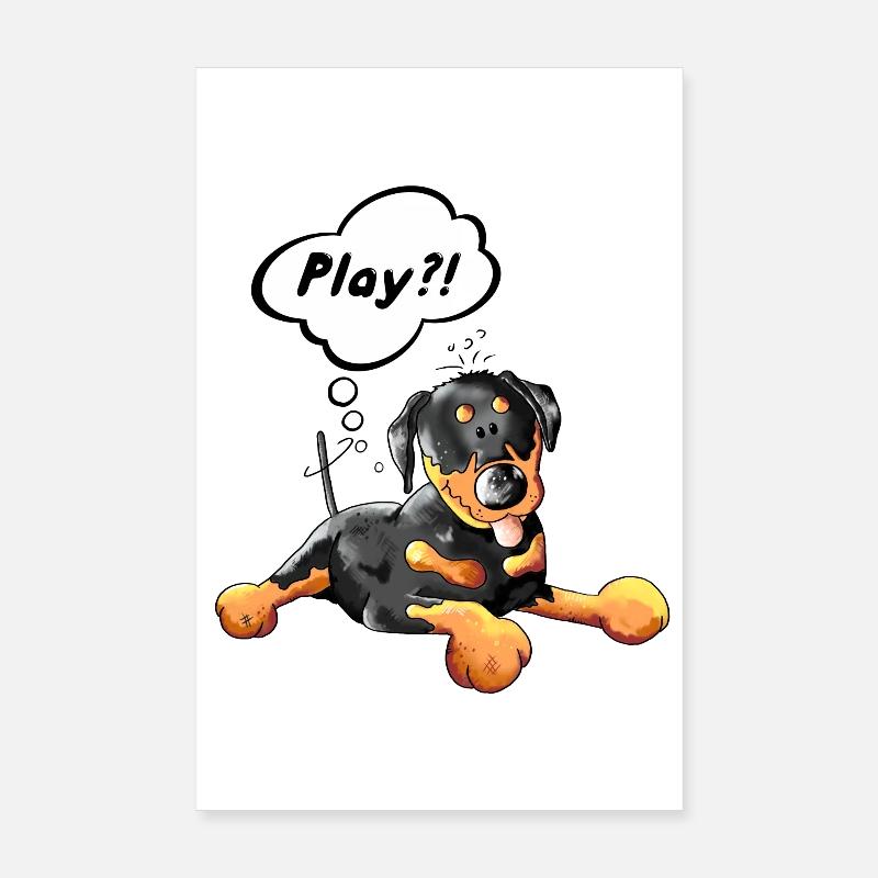 Playing Rottweiler Poster 8" x 12" (20x30 cm)