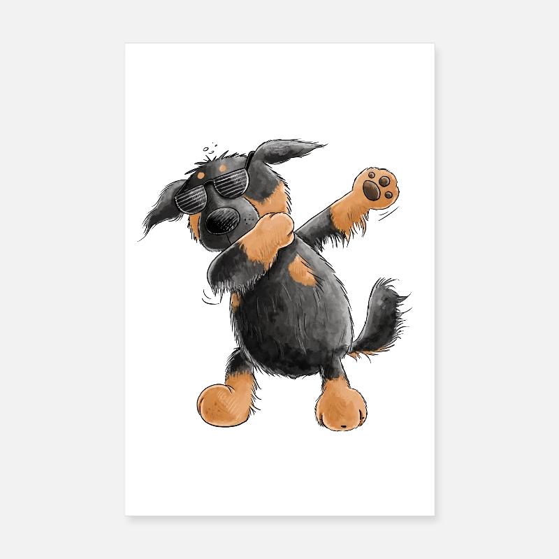 Hovawart Dab Dance Comic I Dabbender Hund Poster 20x30 cm