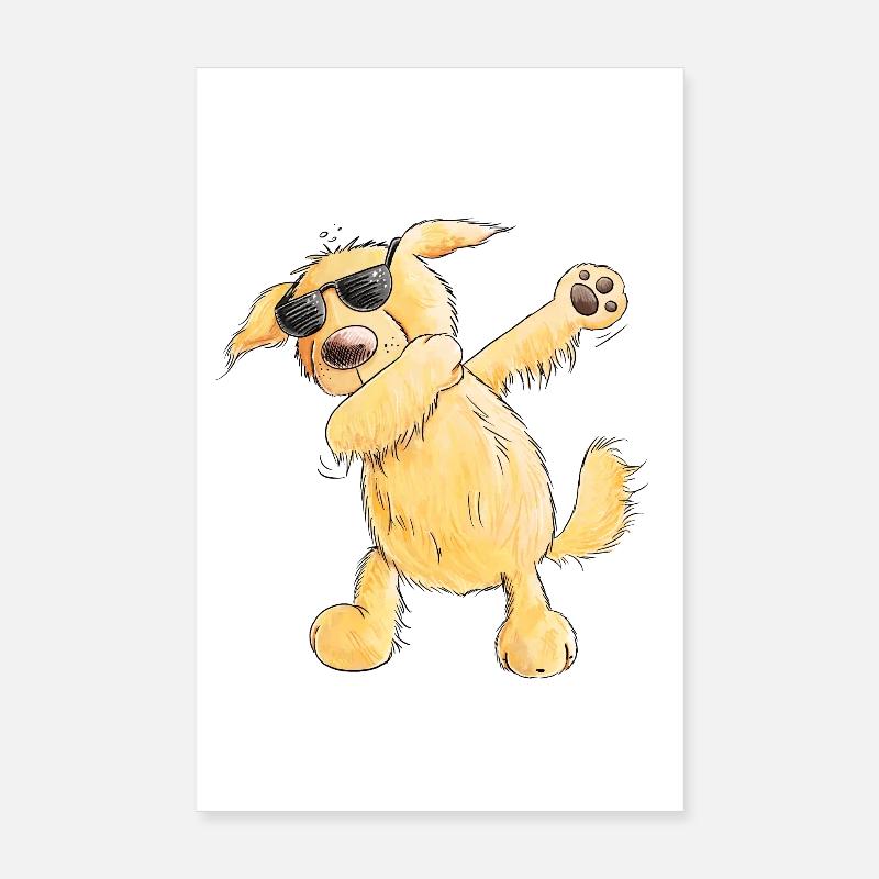 Lustiger Dab Dance Golden Retriever I Hunde Comic Poster 20x30 cm