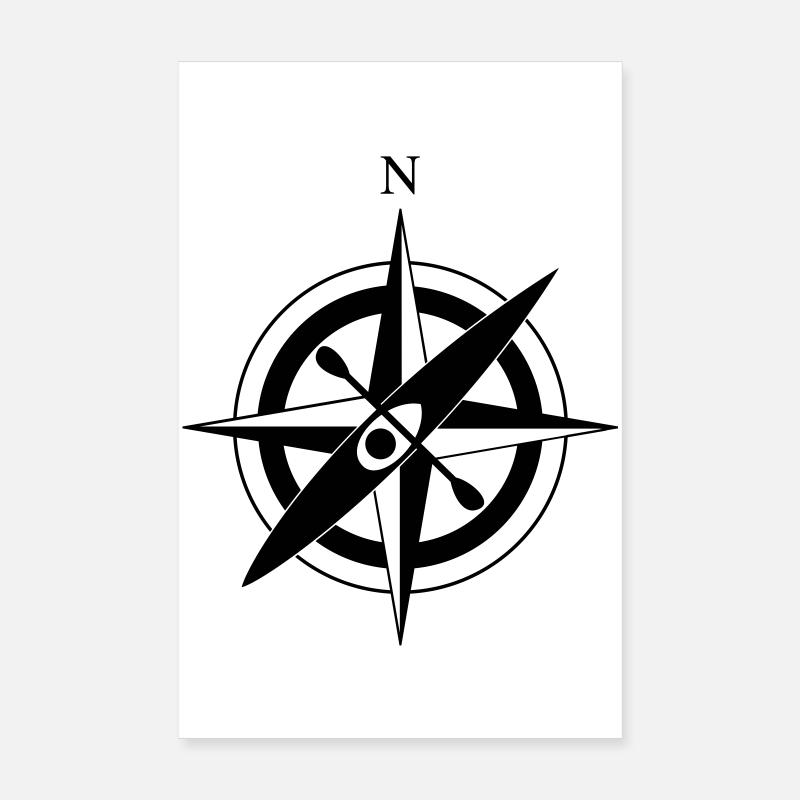 Compass Rose Kayak Poster 20 x 30 cm