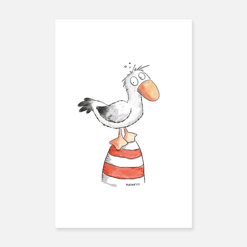Kleine Möwe I Nordsee Urlaub Geschenk Poster 20x30 cm