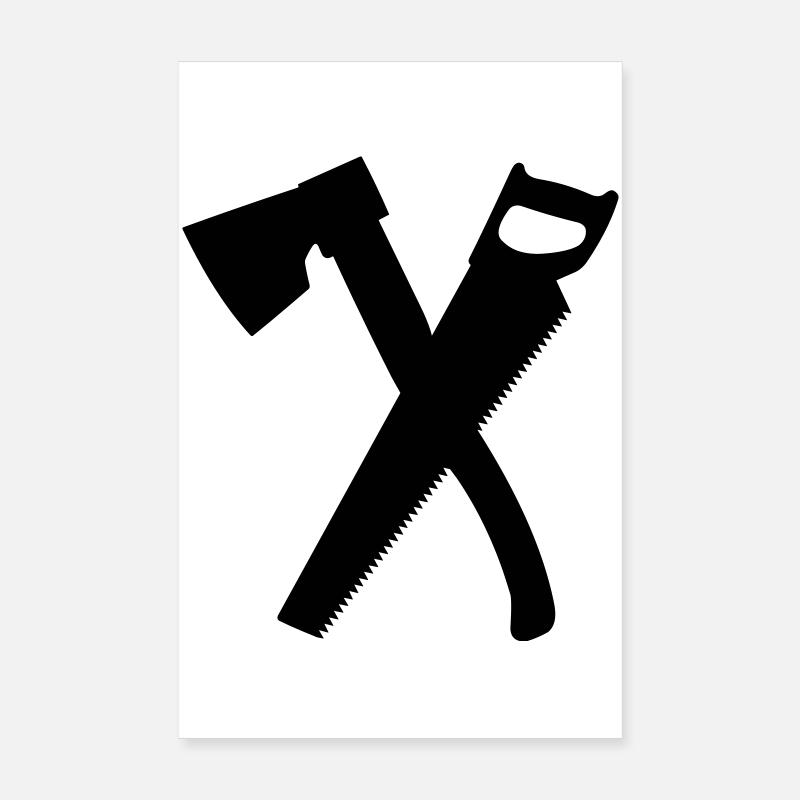 Hache et scie pour hachoir, charpentier Poster 20 x 30 cm