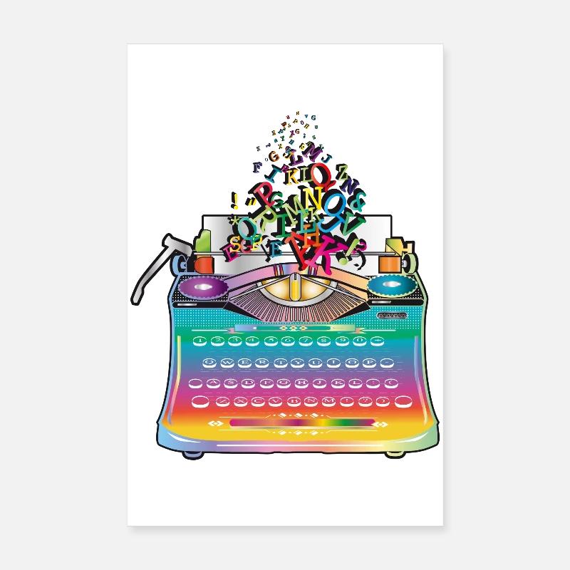 kunterbunte antike Schreibmaschine mit Buchstaben Poster 20x30 cm