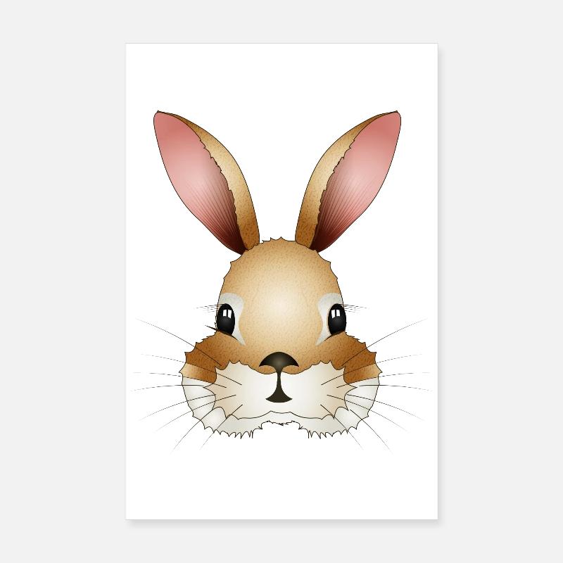 Tête de lapin dessinée à la main Poster 20 x 30 cm