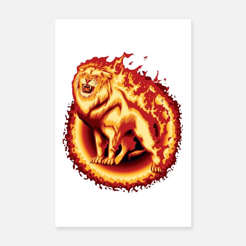 Lion en feu Poster 20 x 30 cm