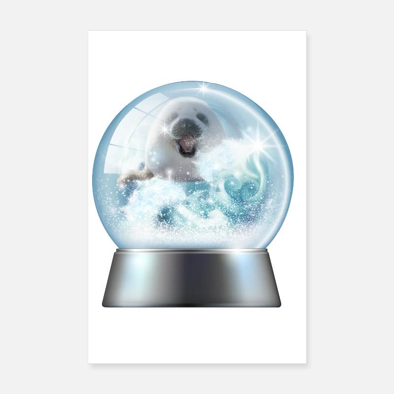 Snow Globe Puppy in Winter Glint Poster 8" x 12" (20x30 cm)