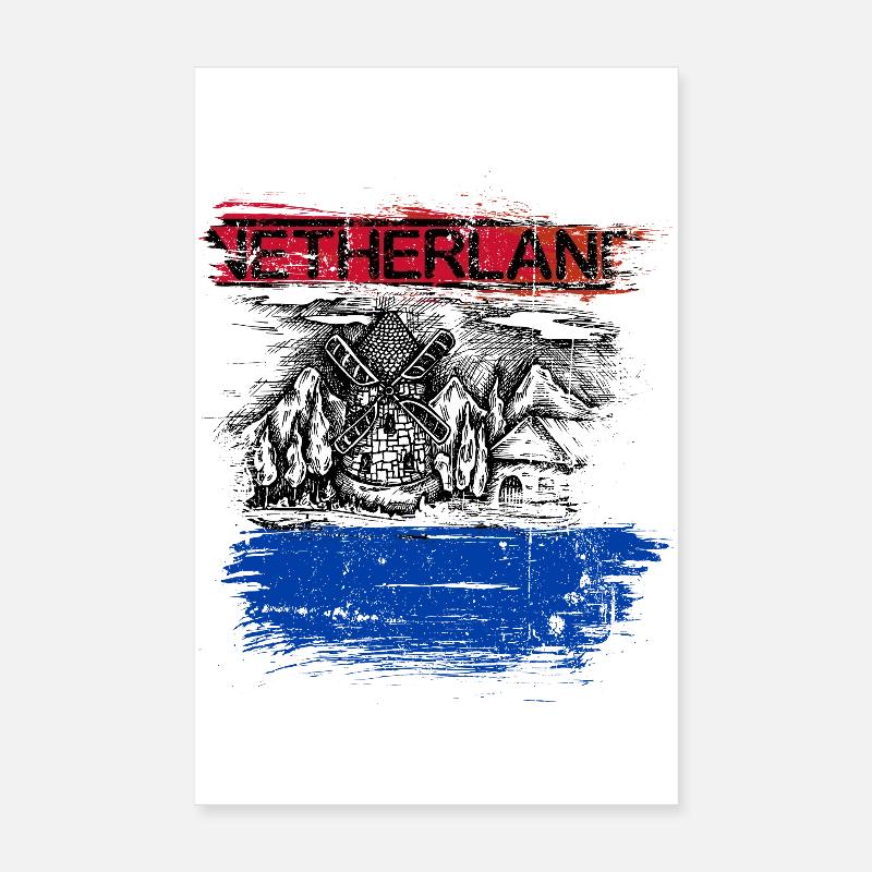 Netherland Windmill Vista Poster 8" x 12" (20x30 cm)