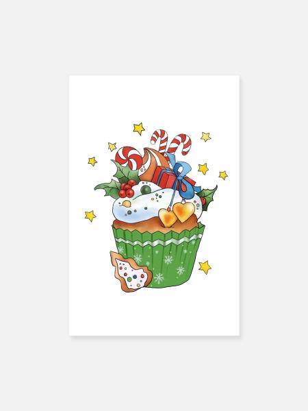 Bunter Weihnachtsmuffin - Poster 20x30 cm - Weiß - Vorne