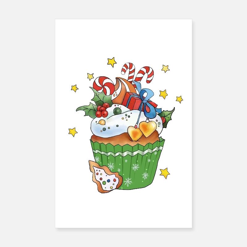Bunter Weihnachtsmuffin Poster 20x30 cm