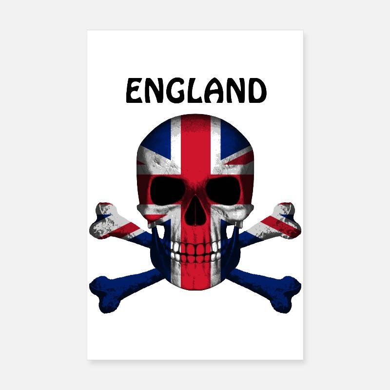 Crâne Jolly Roger Pirate Flag Angleterre R6Z Poster 20 x 30 cm