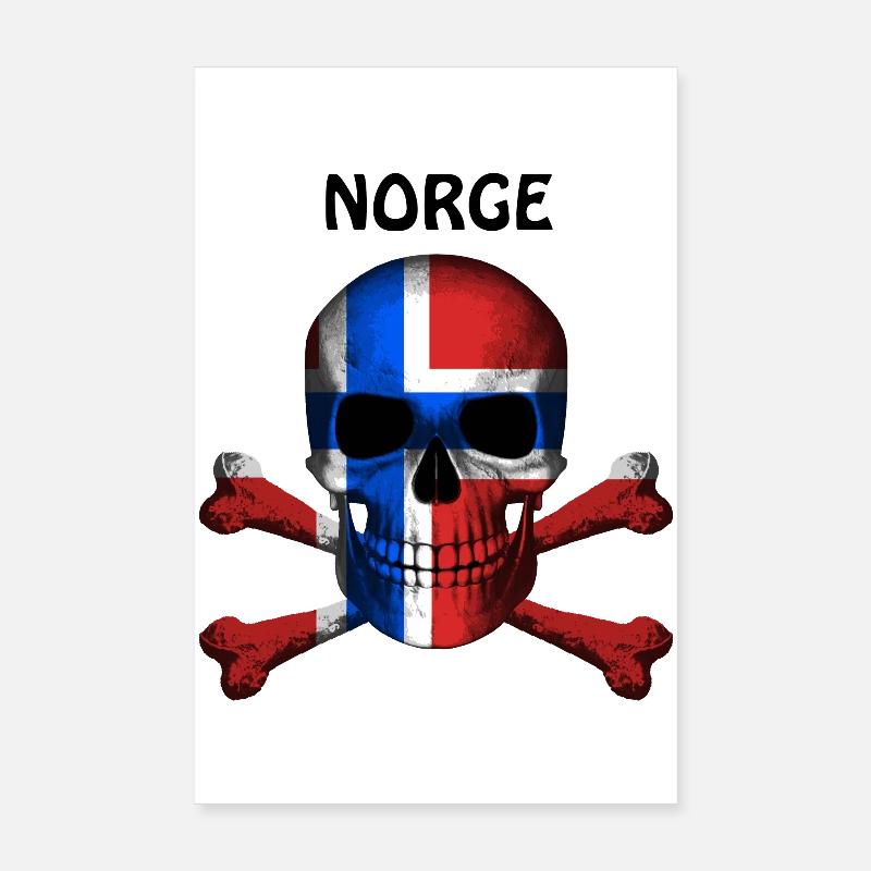 Crâne Jolly Roger Pirate Flag Norge R6Z Poster 20 x 30 cm