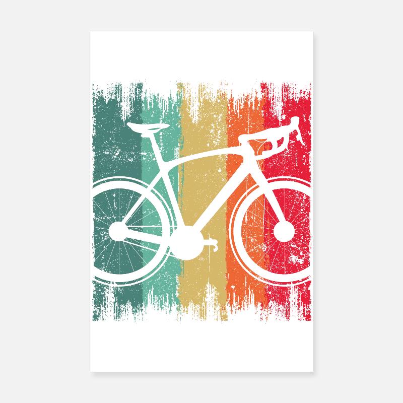 Regenbogen Graffiti Fahrrad Silhouette - Poster 20x30 cm - Weiß