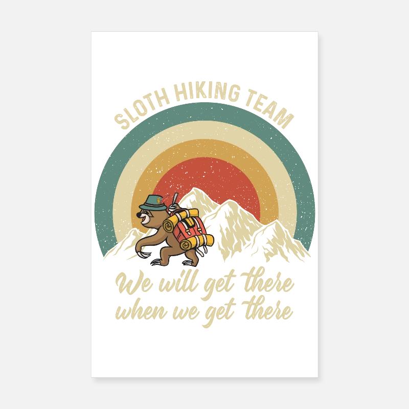 Faultier Sloth Hiking Team Poster 20x30 cm