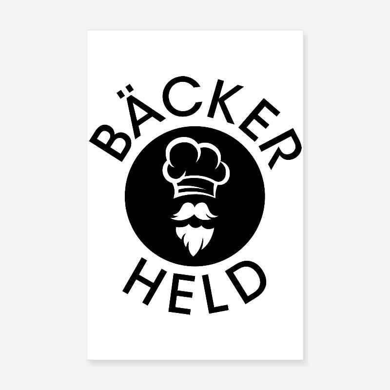 Bäcker Held Symbol Mütze Arbeit Essen gesund icon Poster 20x30 cm