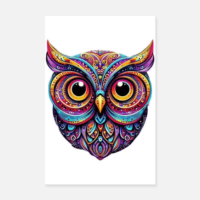 Eule - Poster 20x30 cm - Weiß