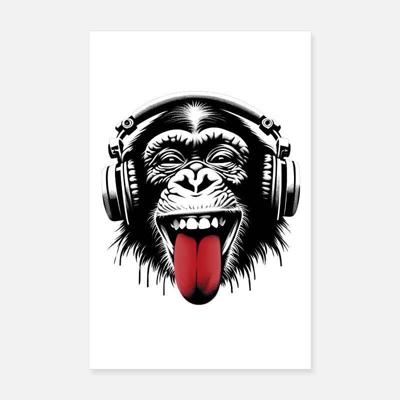 Casque Monkey Music Monkey World 🎧 Poster 20 x 30 cm