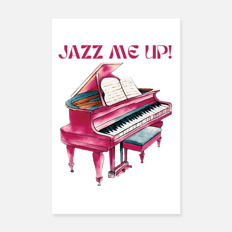 Piano jazz avec des notes de musique colorées Poster 20 x 30 cm