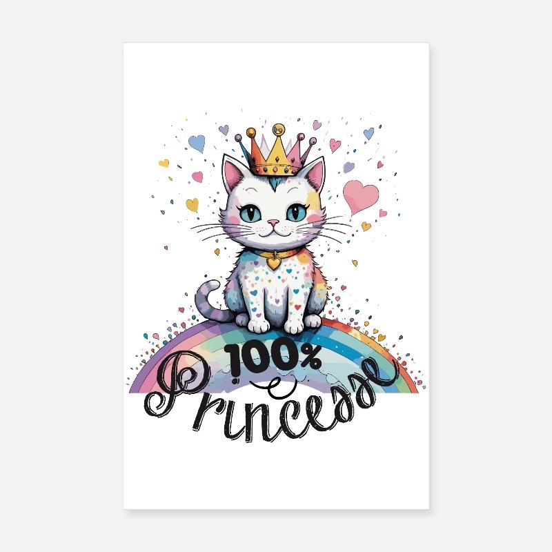 100% princesse, humour de chat ! Poster 20 x 30 cm