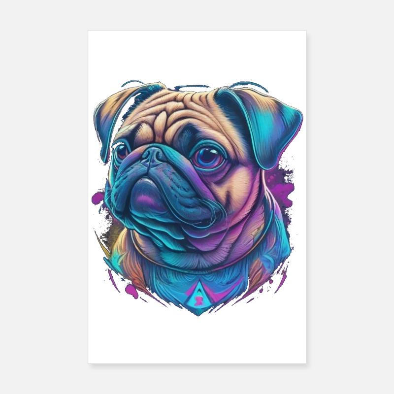 Mops Kopf Poster 20x30 cm