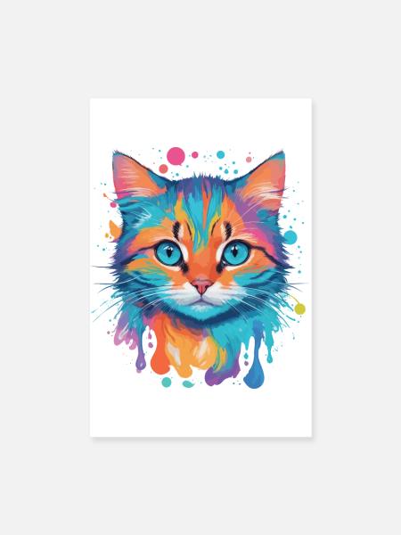 Niedliche Katze - Poster 20x30 cm - Weiß - Vorne