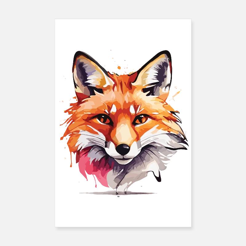 Aquarelle Fox Poster 20 x 30 cm