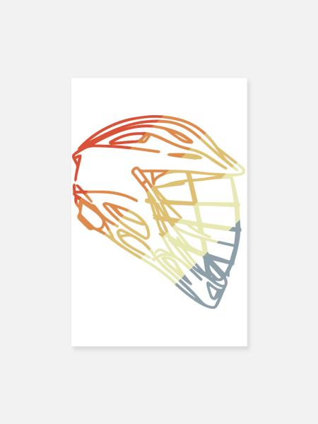 Casque de crosse style rétro - Poster 20 x 30 cm - blanc - Devant