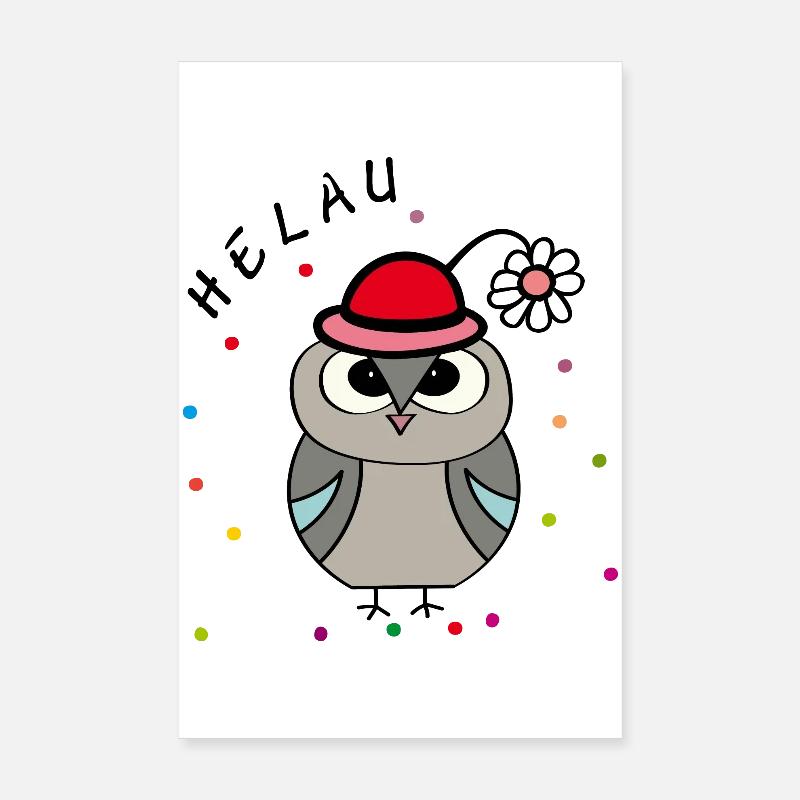 Helau Fasching Eule Poster 20x30 cm