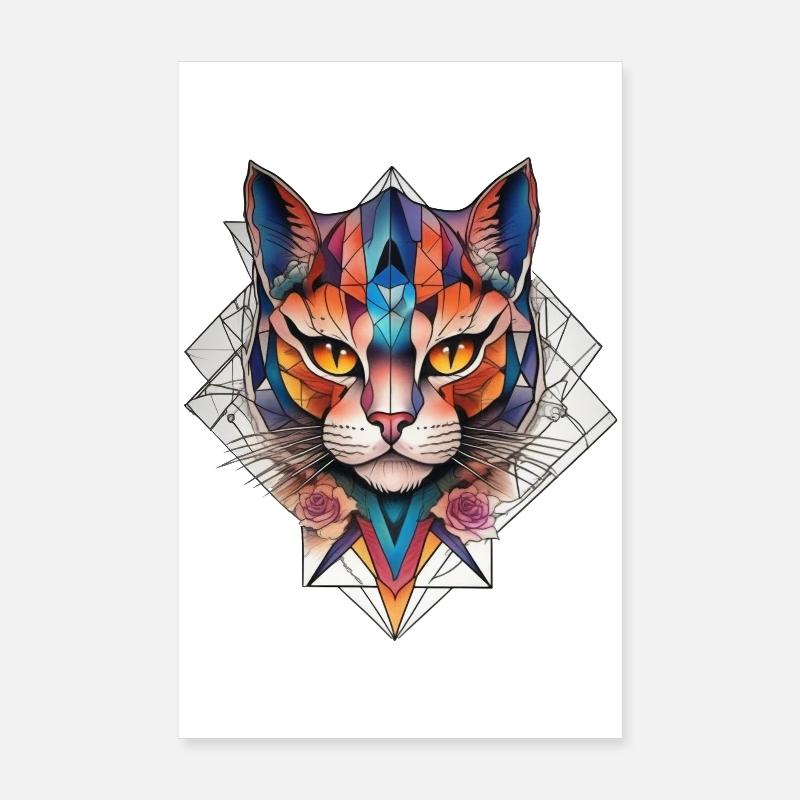 T-shirt Chat - Poster 20 x 30 cm - blanc