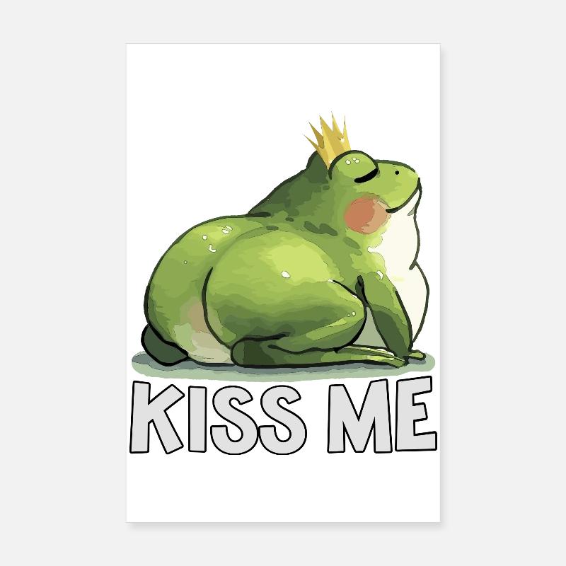Royal Toad Kiss Me Fat Frog Poster 8" x 12" (20x30 cm)