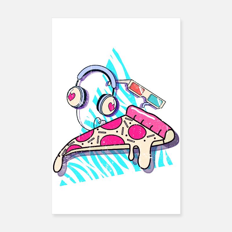 Schmelzende Pizza schlägt Kopfhörer Poster 20x30 cm