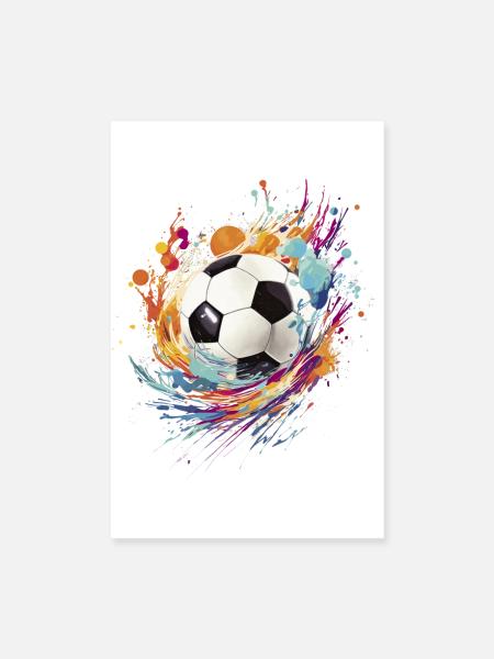 Fussball Splash Fussballfan Fanartikel Geschenk - Poster 20x30 cm - Weiß - Vorne