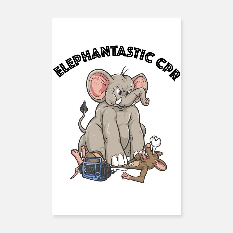 CPR Cartoon - Elephantasric CPR Poster 20x30 cm