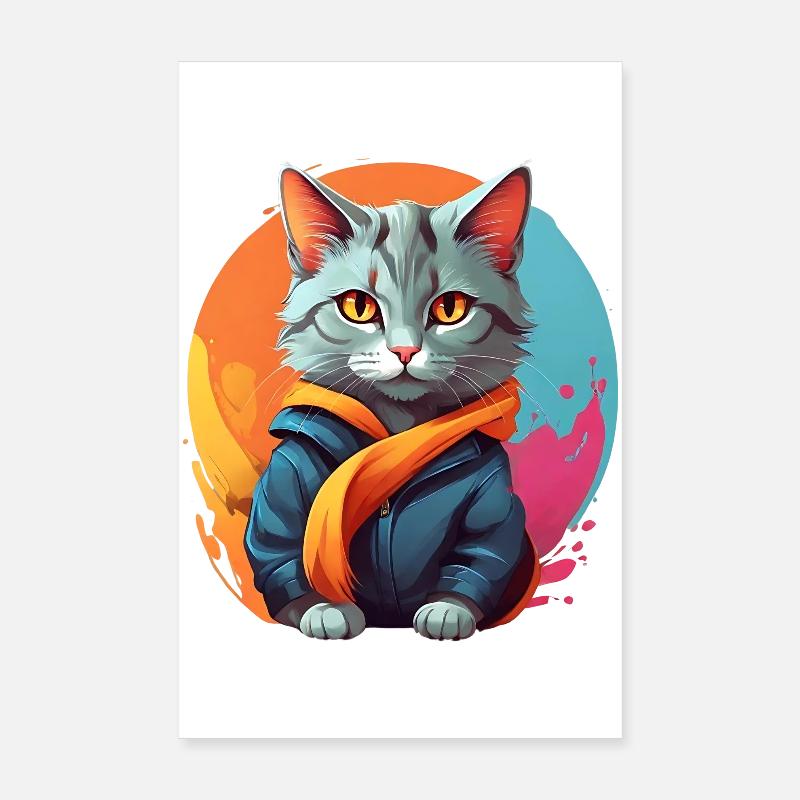 Félin Urbain Stylé Poster 20 x 30 cm