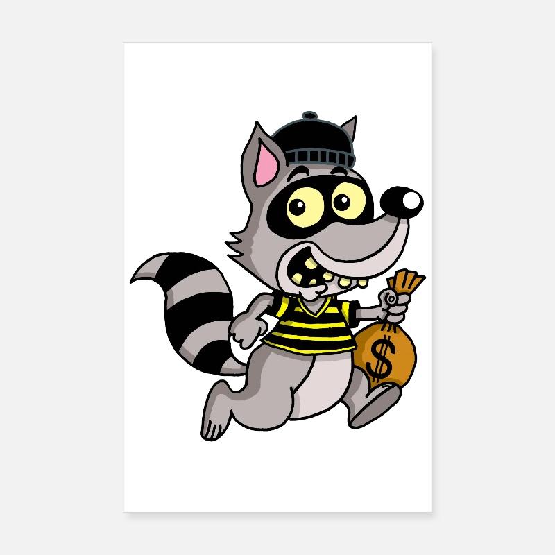 Diebischer Waschbär Poster 20x30 cm