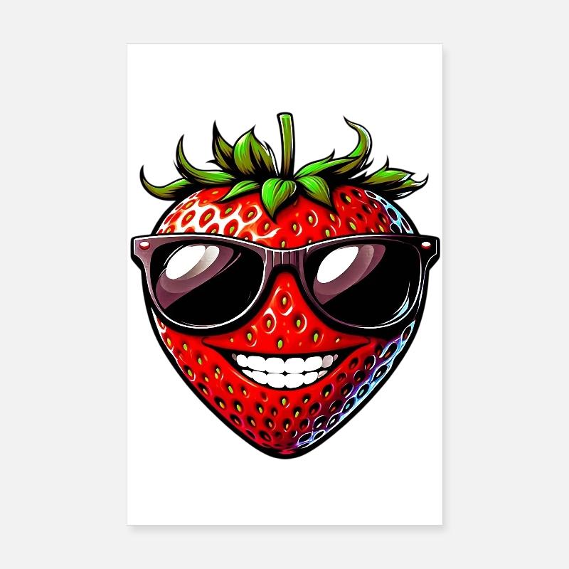 Fraise avec lunettes de soleil Poster 20 x 30 cm