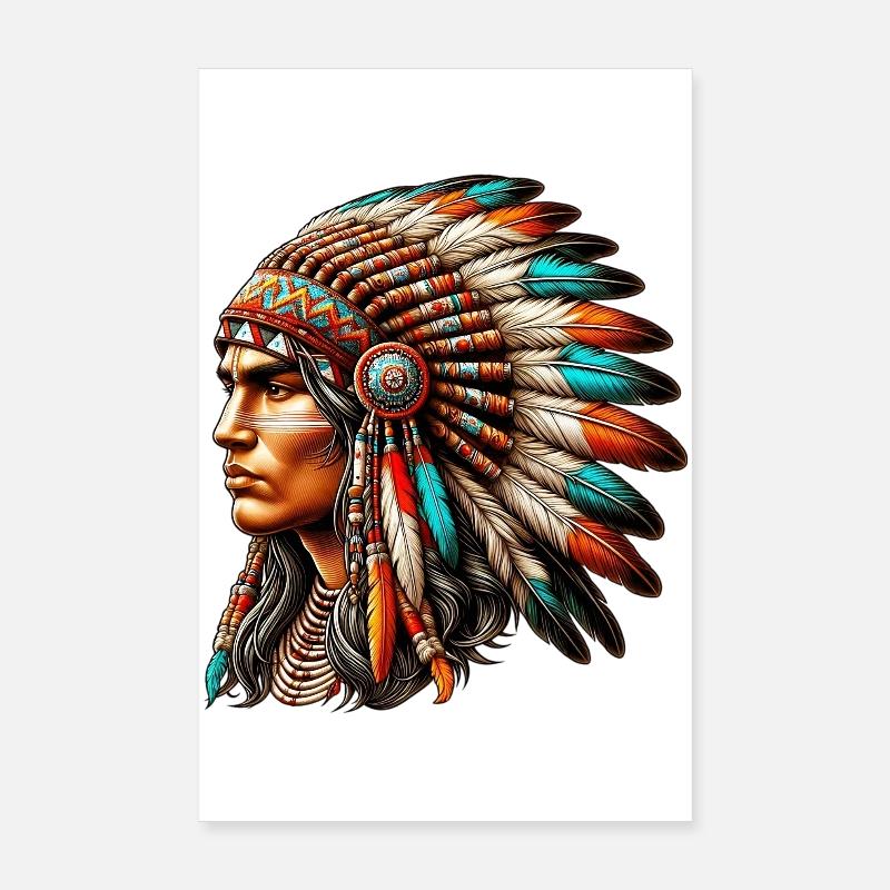 Amérindien Américain Poster 20 x 30 cm