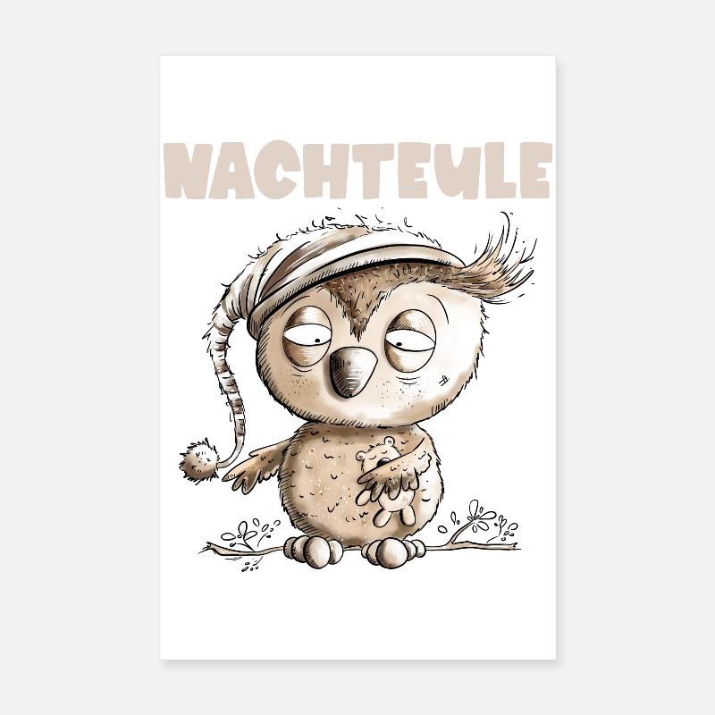 Drollige Nachteule Eule Poster 20x30 cm