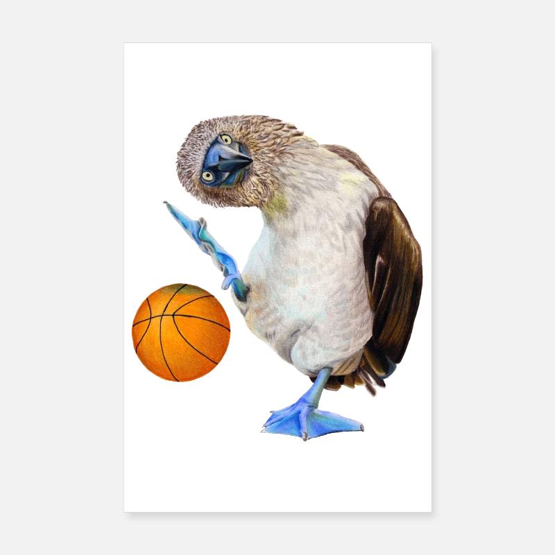 Basket-ball à pieds bleus Poster 20 x 30 cm