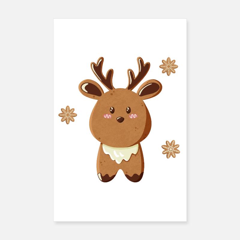 Cute Reindeer with Snowflakes Poster 8" x 12" (20x30 cm)