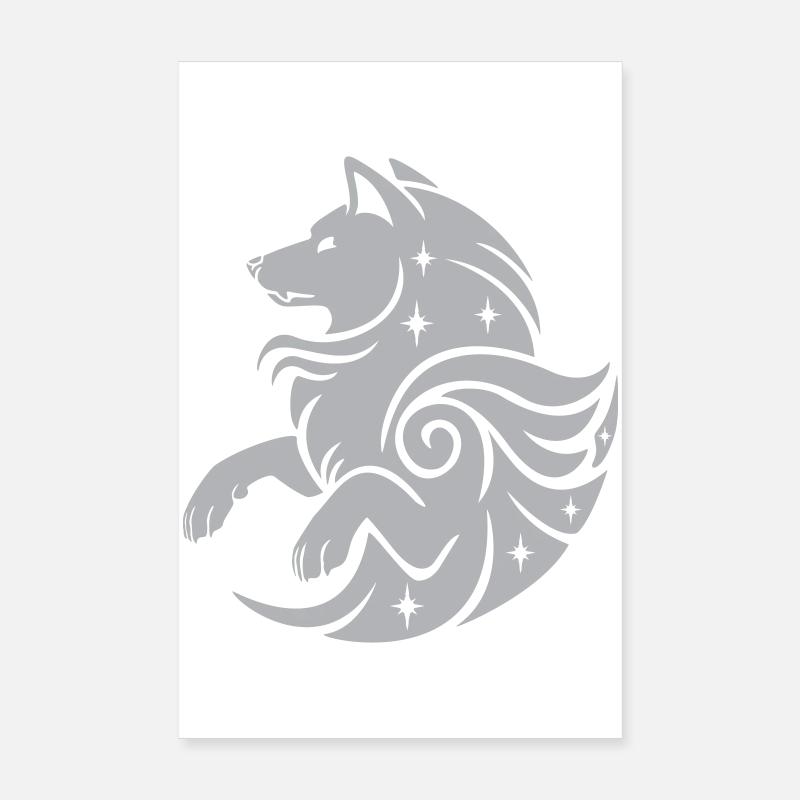 Star Wolf Magic Wappen - Farbe anpassbar Poster 20x30 cm