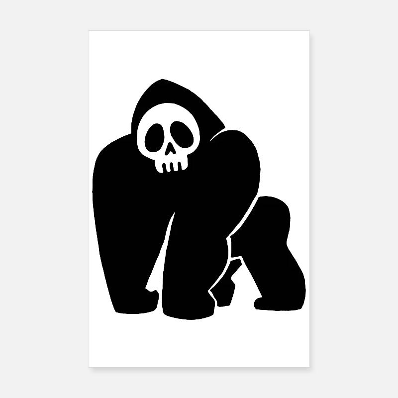 Crâne de gorille noir Poster 20 x 30 cm