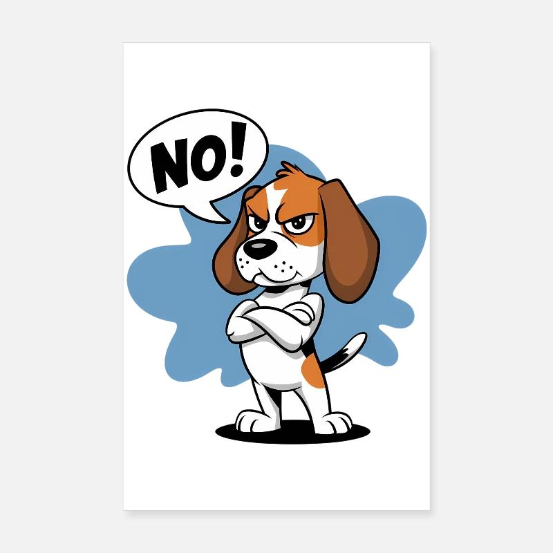 Expressive Beagle Cartoon Illustration Poster 8" x 12" (20x30 cm)