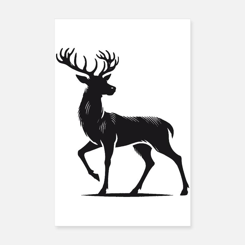Sublime cerf en style silhouette Poster 20 x 30 cm
